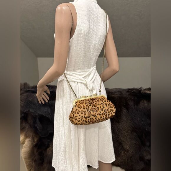 Genuine Hair On Cowhide Handmade Bowknot Shaped Kisslock Clutch Bag, Multi Use - Picture 7 of 12